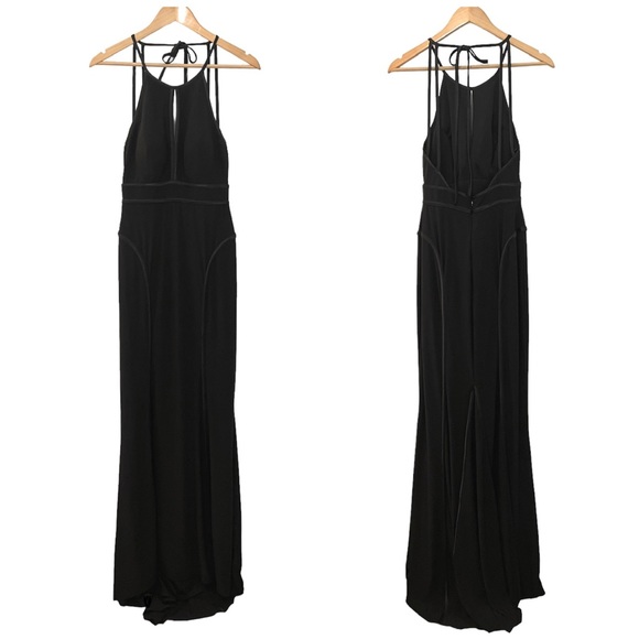 Xscape Black Strappy Halter Keyhole Gown Formal Prom Dress Open Back Maxi Gala 4 - Picture 1 of 11